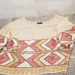 Sheer off the shoulder sequin top